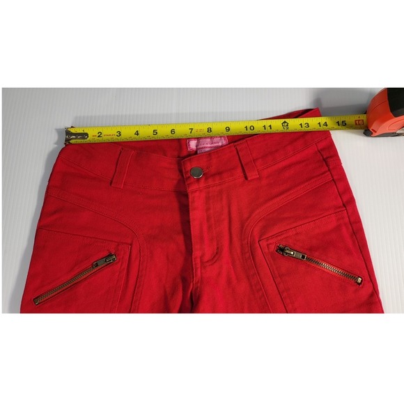 Y2K Luan n Luu Red Mini Skirt Y2K Low Rise Zipper Pockets Cotton Blend M - Picture 6 of 6